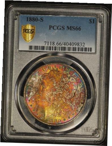 ڶ/ʼݾڽա ƥ    [̵] 1880-S Morgan Silver Dollar PCGS MS66 Rainbow Toned True View