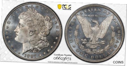 【極美品/品質保証書付】 アンティークコイン 銀貨 1887/6 PCGS MS66 MORGAN SILVER DOLLAR CAC BLAST WHITE- 23672 [送料無料] #sot-wr-012201-594