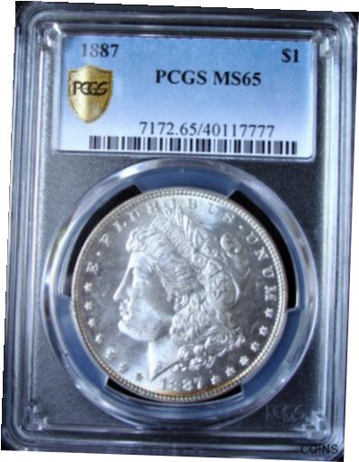 yɔi/iۏ؏tz AeB[NRC RC   [] 1887 Morgan Silver Dollar - PCGS MS 65 - Gold Shield
