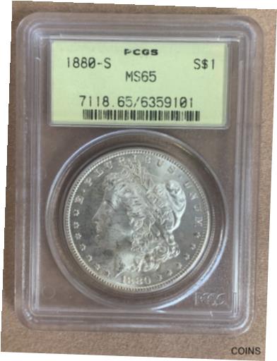 【極美品/品質保証書付】 アンティークコイン コイン 金貨 銀貨 [送料無料] 1880-S Morgan Silver Dollar PCGS MS65 Old Green Holder