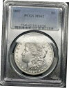 yɔi/iۏ؏tz AeB[NRC RC   [] 1897 Morgan Silver Dollar PCGS Ms 62~Top 100 Pitted Reverse~Looks Much Nicer~