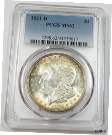 yɔi/iۏ؏tz AeB[NRC RC   [] 1921-D PCGS MS62 MINT STATE Morgan Dollar | $1 TONED Silver US Coin #31941A