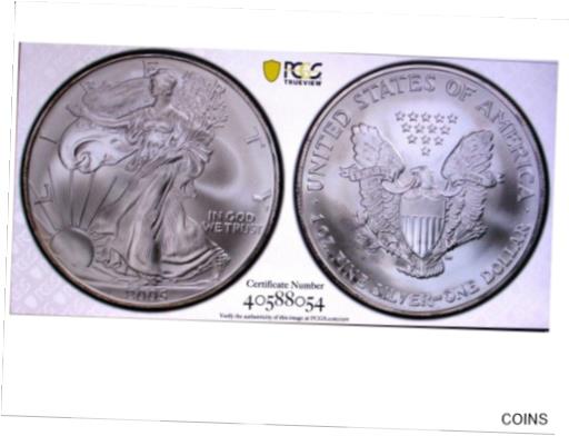  アンティークコイン コイン 金貨 銀貨  2005 P American Silver Eagle Ms69 PCGS GOLD SHIELD