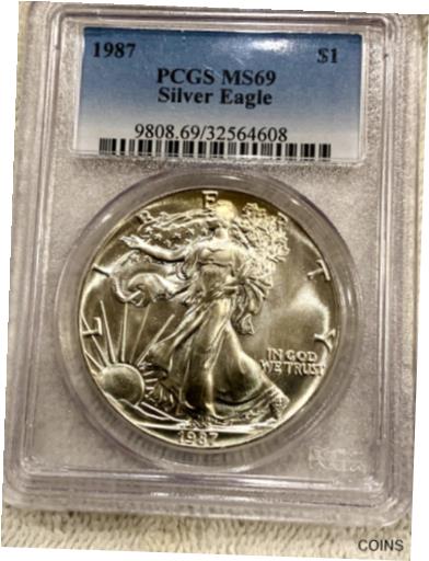  アンティークコイン コイン 金貨 銀貨  1987 American Silver Eagle $1 PCGS MS69 Blue Label