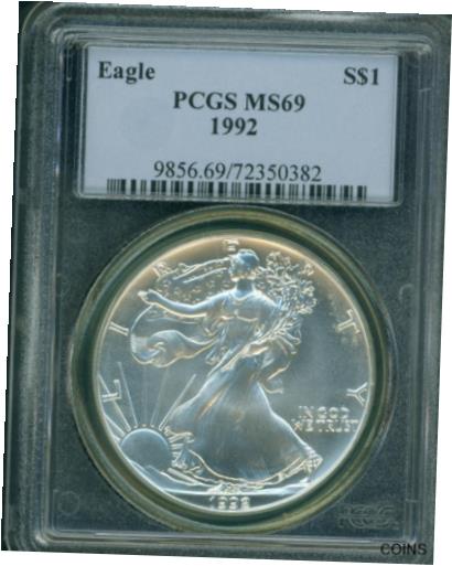 yɔi/iۏ؏tz AeB[NRC RC   [] 1992 American Silver Eagle ASE S$1 PCGS MS69 MS-69 Premium Quality PQ BEAUTIFUL