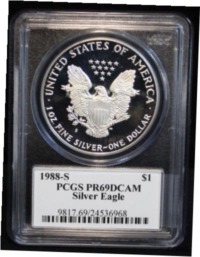 1988-S PCGS PR69 DCAM Silver Eagle John Mercanti Signed※関税は当ショップ負担（お客様負担無し）※全国送料無料・海外輸送無料※商品の状態は画像をご確認下さい（極美品・目立った汚れ無し）※輸入品の為英語表記となります※その他ご不明点はお気軽にお問合せ下さい！Coin: American EagleComposition: SilverYear: 1988Certification Number: 9817.69/24536968Strike Type: ProofFineness: 0.999Grade: PR 69Precious Metal Content per Unit: 1 ozCountry/Region of Manufacture: United StatesBrand/Mint: U.S. MintCertification: PCGS[ご購入前に必ずお読み下さい]親切丁寧に、商品到着までサポート対応させていただきます。■パソコンの画像・画質により色や素材感が、実際の商品と多少異なる場合がございますので予めご了承くださいませ。■お客様のご都合（程度の解釈相違を含む）による商品のご購入後のキャンセル返品は、原則としてお受け致しておりません。未払いのまま2日以上連絡が取れない場合はキャンセルさせて頂きます。その場合、事務局側が自動的に「非常に悪い」の評価を付けてしまいますのでご注意ください。※お支払い頂いた場合は連絡は不要です。※他ショップでも販売しておりますので、稀に在庫がない場合がございます。■不具合での返品は箱などすべてが到着時の状態になるものに限らせていただきます。※当店では不良品はすべて現物確認と不具合の確認を行い対応をさせて頂いております。■お客様のご都合によるご注文確定後の商品のキャンセルにつきましては承っておりません。また、ご入金確認後、またはご決済完了確認後のキャンセルにつきましては、ご注文総額の30％のキャンセル料をご請求させていただきます。■領収書二重発行やトラブル防止のため、領収書発行は行っておりません。事務局側が発行している「支払い明細」が正式な支払い証明となります。支払い明細画面を印刷したものが領収書の代わりになることを各税務署に確認済みです。■年末年始・連休の発送は、業者も休みになる関係でいつもより遅れます。■輸送時の破損の場合は配送業者への報告を行って下さい。報告なしでの対応はできません。■日祝日は定休日とさせていただいております。連絡・発送が出来ませんのであらかじめご了承お願いいたします。■内容は必ずお読みになってからお買い求め下さいますようお願い致します。※在庫状況は常に更新をしておりますが、当社は複数店舗で在庫を共有しているため、ご注文を頂きましても稀に欠品している場合がございます。その際は誠に申し訳ございませんが、その旨をメールまたはお電話にてご連絡させていただきます。ご理解いただけますようお願い申し上げます。親切・丁寧にお取引させていただきますのでよろしくお願いします。 品質保証について 当店の商品の、品質保証についてご紹介いたします。 ▽品質保証書 お買い上げいただく全ての商品に「WORLD RESOURCE品質保証書」をおつけいたします。 これは、WORLD RESOURCEが販売した商品であることを保証するものです。大切に保管してください。 ▽標準保証に関して 当店でご購入頂きました商品は7日以内の標準保証サービスが付属致します。 ※ご購入日につきましては、製品の品質保証書に記載の日付にて確認させていただきます。 ※保証は通常利用時のみの対応となります。 ※ご購入日の確認を致しかねる場合は有償となります。品質保証書は大切に保管して下さい。POINT01　品揃え一番店を目指して 「期待に答えるお店づくりと、時代に合わせたサービスをご提供致します。」 POINT02　多種多様な商品レパートリー 「幅広く、世界の商品をご用意しております。」 POINT03　きっと見つかる！新しい発見 「テレビや雑誌で紹介されたアイテムもいちはやく。」 モットー：丁寧な接客対応 その道数十年のスタッフだからこそできる、“豊富な知識”に基づく商品のご提案。 お探しの商品はお気軽にスタッフにお尋ねください。 「以前は、商品ページあったけど、、、見つからない。」 「初めてアンティークコインの購入をしますが大丈夫ですか？」 「この年代の商品を探していますが、おすすめはありますか？」 「友人にアンティークコインを送りたいけど、おすすめありますか？」 等など、困ったときの質問にも、しっかり対応・お調べ致します。 取寄せ、取り置き等もできますので、商品一覧で見つからなかった商品でも、 スタッフまでお気軽にご相談下さい。 【お問い合わせはお気軽にどうぞ】 suport@world-resource.net