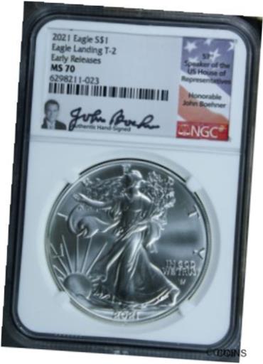  アンティークコイン コイン 金貨 銀貨  2021 Type 2 American Silver Eagle $1 Early Releases John Boehner NGC MS70