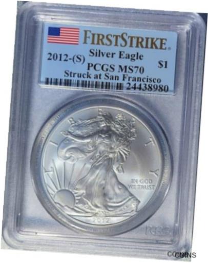  アンティークコイン コイン 金貨 銀貨  2012 (S) Silver Eagle PCGS MS70 First Strike Flag Label