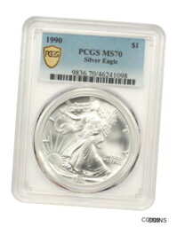 【極美品/品質保証書付】 アンティークコイン 銀貨 1990 Silver Eagle $1 PCGS MS70 - American Eagle Silver Dollar ASE [送料無料] #sot-wr-012210-264