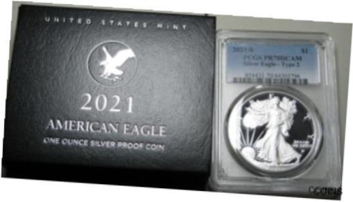  アンティークコイン コイン 金貨 銀貨  2021-S TYPE 2 Proof Silver American Eagle PR 70 DCAM Cameo PCGS Slab ---- #208A