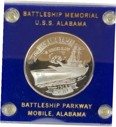 楽天金銀プラチナ　ワールドリソース【極美品/品質保証書付】 アンティークコイン コイン 金貨 銀貨 [送料無料] USS Alabama .999 Silver Medal, 1.34 ounces, Capital Plastic Holder, Gem Proof