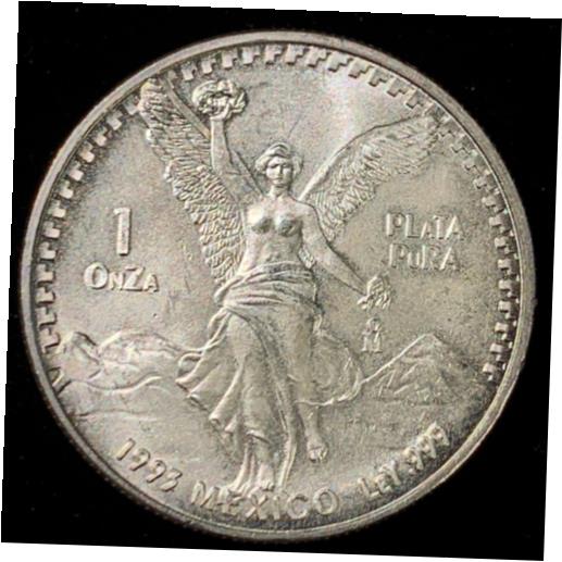  アンティークコイン コイン 金貨 銀貨  1993 Mexican Libertad 1 Onza Plata Pura .999, Bright White, Handling Marks