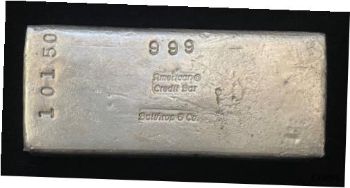 【極美品/品質保証書付】 アンティークコイン 銀貨 Vintage American Credit Bar 101.50ozt .999 Fine Silver Old Pour Bar, Rare Bar [送料無料] #sof-wr-012241-159