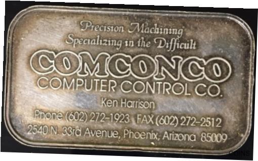 【極美品/品質保証書付】 アンティークコイン コイン 金貨 銀貨 送料無料 COMCONCO COMPUTER CONTROL CO 999 SILVER ART BAR ULTRA RARE PHOENIX ARIZONA TONED