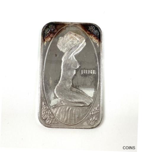  アンティークコイン コイン 金貨 銀貨  Rare 1983 Crown Mint Beauties - June - 1 oz .999 Silver Art Bar Nude Woman