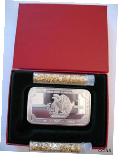  アンティークコイン 1-OZ PURE SILVER 999 RARE U.S. DETAILED BALD EAGLE ENGRAVABLE ART BAR + GOLD  #cof-wr-012243-1809