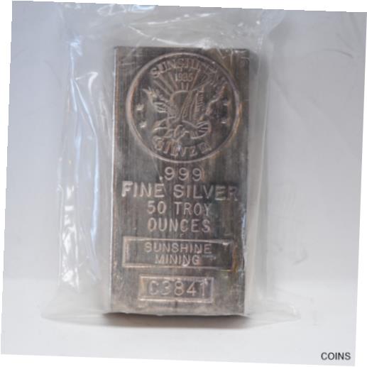 【極美品/品質保証書付】 アンティークコイン コイン 金貨 銀貨 送料無料 1985 Sunshine Mining 50-oz .999 Silver Bar in Original Plastic Toned Rare(otx743