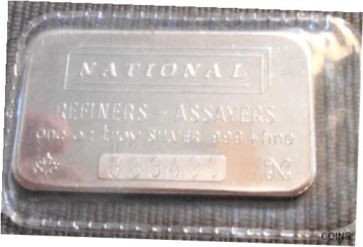  アンティークコイン コイン 金貨 銀貨  Vintage 1 oz .999 Silver Bar National Refiners Canada Sealed Tested # WB 18