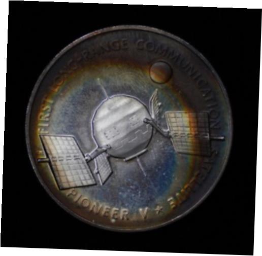 【極美品/品質保証書付】 アンティークコイン コイン 金貨 銀貨 送料無料 Vintage Pioneer V Space Satellite LongRange Communication Silver Bar Round C1385