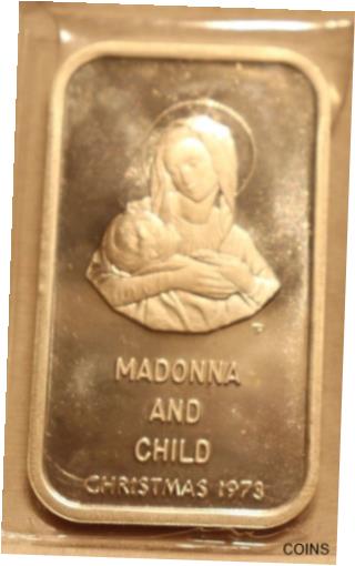 【極美品/品質保証書付】 アンティークコイン コイン 金貨 銀貨 [送料無料] 1973 Colonial Mint Madonna and Child VINTAGE 1 Oz .999 Silver Art Bar