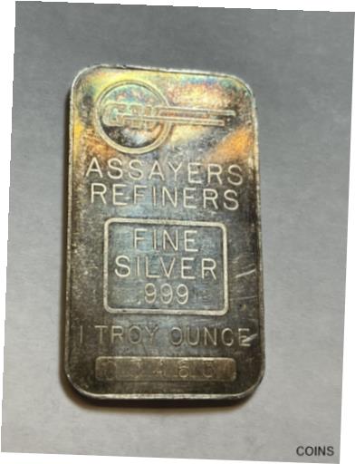 ヴィンテージ ゴールド ウェイ アッセイャー リファイナー シルバー 1 オンス バー カラフル トーンVintage Gold Way Assayers Refiners Silver 1 Oz Bar Colorful Toned