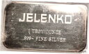 【極美品/品質保証書付】 アンティークコイン コイン 金貨 銀貨 送料無料 SCARCE ISSUE VINTAGE JELENKO 1 TROY OUNCE SILVER BAR INGOT SINCE 1912