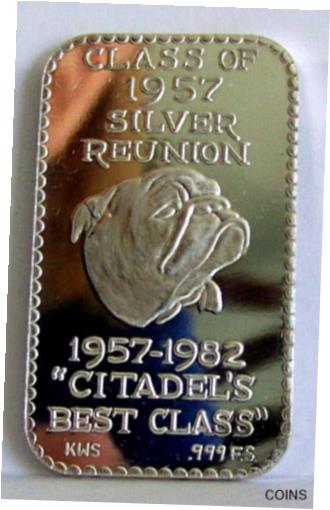 【極美品/品質保証書付】 アンティークコイン コイン 金貨 銀貨 [送料無料] Vintage Citadel Class of 1957 1 oz silver art bar The Mint 1982 1 of 175 Rare