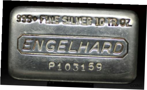 ڶ/ʼݾڽա ƥ    [̵] Vintage Engelhard 999+ Fine Silver Poured 10oz Silver Bar #P103159 [042DUD]