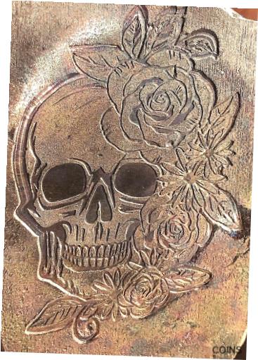 ڶ/ʼݾڽա ƥ    [̵] EXCLUSIVE MK BarZ DIA DE LOS MUERTOS 4.4 oz poured SLAB Silver .999 Antiqued COA