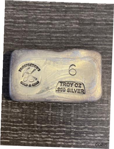 【極美品/品質保証書付】 アンティークコイン コイン 金貨 銀貨 送料無料 Prospector 039 s Gold and Gems 6 oz silver bar .999 fine hand poured axe
