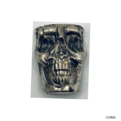  アンティークコイン コイン 金貨 銀貨  2 Oz MK BarZ "Wicked Skull" Hand Poured .999 Fine Silver Cool detail Barret gi