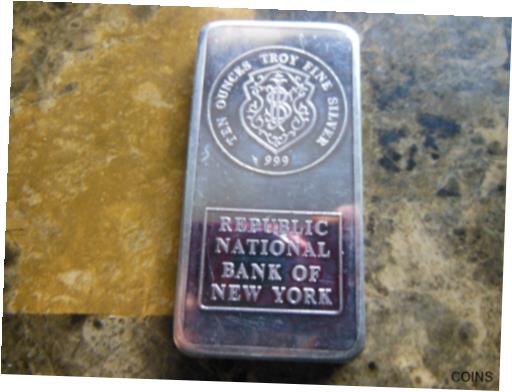 yɔi/iۏ؏tz AeB[NRC RC   [] Johnson Matthey Republic National Bank of New York 10 oz .999 Silver Bar