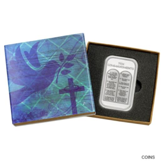  アンティークコイン コイン 金貨 銀貨  SilverTowne Ten Commandments 1oz .999 Fine Silver Bar in Religious Gift Box