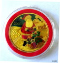 【極美品/品質保証書付】 アンティークコイン コイン 金貨 銀貨 送料無料 Santa Clause 1 oz enameled silver round/bar Silver Towne 2001 in Ornament Case