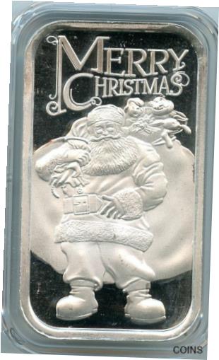 楽天金銀プラチナ　ワールドリソース【極美品/品質保証書付】 アンティークコイン コイン 金貨 銀貨 [送料無料] 2021 Merry Christmas Santa w/ Toy Bag 1 OZ .999 Fine silver Art Bar Proof
