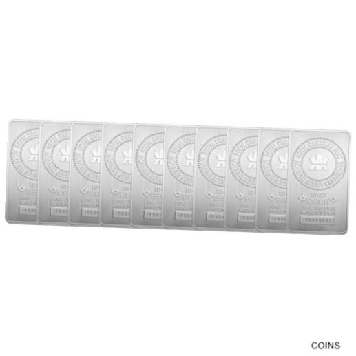 yɔi/iۏ؏tz AeB[NRC  10 oz (RCM) Royal Canadian Mint Silver Bar (New, Lot of 10) [] #sof-wr-012255-19