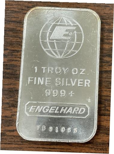 yɔi/iۏ؏tz AeB[NRC RC   [] ENGELHARD 1 OZ TROY SILVER 999+FINE SILVER BAR / GLOBE - BULL LOGO