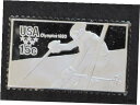 【極美品/品質保証書付】 アンティークコイン コイン 金貨 銀貨 送料無料 1980 USA Alpine Skiing Silver Art Bar U.S. Olympic Postage Stamps P0444