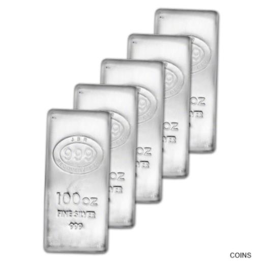 【極美品/品質保証書付】 アンティークコイン 銀貨 100 oz. Silver Bar JBR Recovery Ltd - 999 Fine Poured Master Box of 5 [送料無料] #sof-wr-012262-12