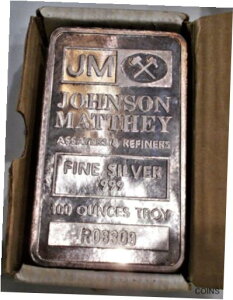 ジョンソン・マッセイ 100オンス トロイ シルバー プレスバー!シリアル番号08309!プレステージコンディション!JOHNSON MATTHEY 100OZ TROY SILVER PRESSED BAR! SERIAL#08309! PRESTIGE CONDITION!