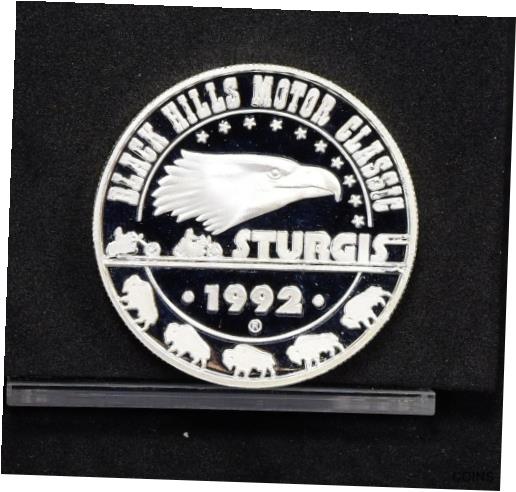  アンティークコイン コイン 金貨 銀貨  1992 Sturgis Black Hills Motor Classic 1 oz Silver Proof Art Round, Crazy Horse