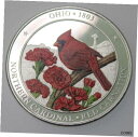 ノーザン カーディナル レッド カーネーション オハイオ州の鳥 花 1 オンス 0.999 シルバー プルーフNorthern Cardinal Red Car...