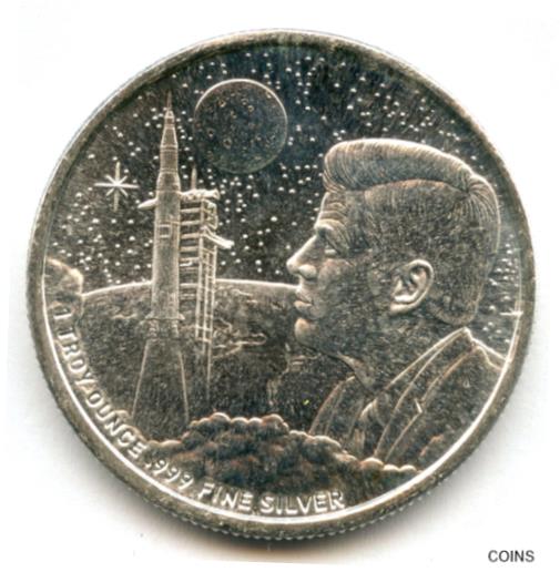 ڶ/ʼݾڽա ƥ    [̵] Apollo 11 Moon Landing 999 Silver 1 oz Art Medal JFK Bullion Round Space LH022