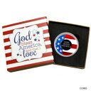 エナメル加工されたGod Bless America 1オンス .999 ファインシルバー ラウンド by SilverTowne ギフトボックス入りEnameled God Bless America 1oz .999 Fine Silver Round by SilverTowne in Gift Box