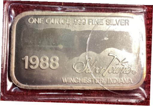 【極美品/品質保証書付】 アンティークコイン コイン 金貨 銀貨 [送料無料] 1 oz silver bar Silvertowne Santa Merry Christmas 1988 2