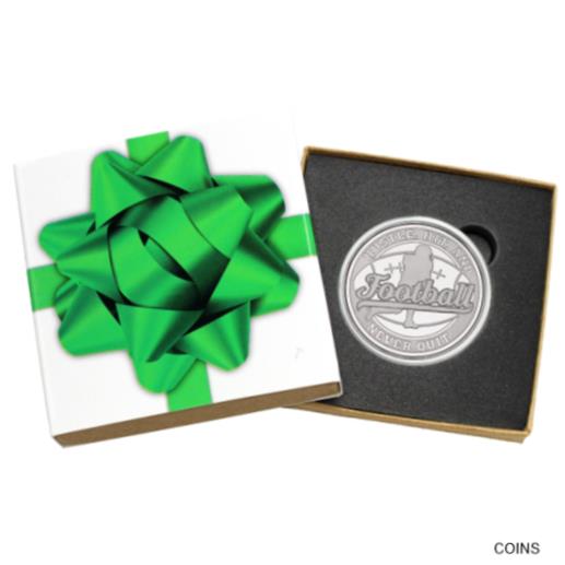 楽天金銀プラチナ　ワールドリソース【極美品/品質保証書付】 アンティークコイン コイン 金貨 銀貨 [送料無料] Football Sport 1oz .999 Fine Silver Round by SilverTowne in Green Bow Gift Box