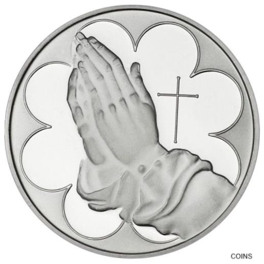 スターリングシルバー 祈りの手 メダル 裏面に安らぎの祈り 3/4インチ 祈る手 シルバーピアスの通販