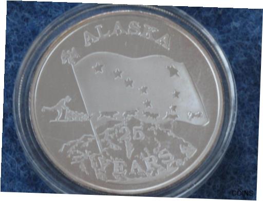 ڶ/ʼݾڽա ƥ    [̵] 1984 Johnson Matthey Alaska 25th Statehood Anniversary 1 ounce Silver Art Round