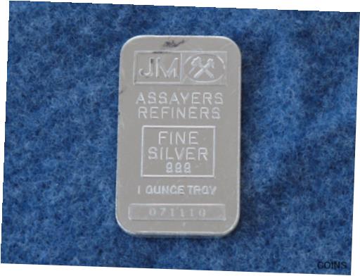 【極美品/品質保証書付】 アンティークコイン 銀貨 Johnson Matthey Rectangle Silver Bar 1 troy ounce.999 fine Serial #071110 B7475 [送料無料] #sof-wr-012278-363