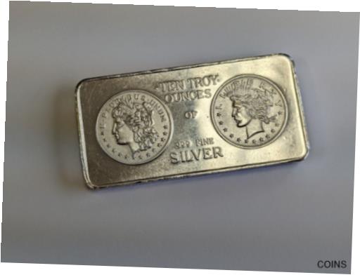 【極美品/品質保証書付】 アンティークコイン コイン 金貨 銀貨 送料無料 1980 039 s Portland Mint 10 oz .999 Fine Silver Bar 039 Morgan and Peace Dollar 039 SCARCE